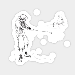 golf player sketch Sticker